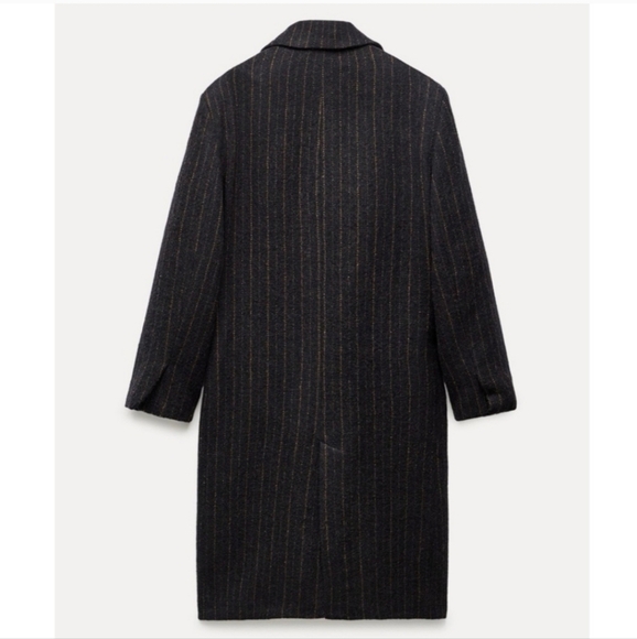 New Zara Manteco Wool Striped Coat ZW Collection 8912/760 Size XL - Picture 13 of 17